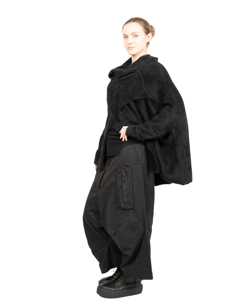 Rundholz - Pullover Cape Asymmetrie Waschbär Black - 2241410703