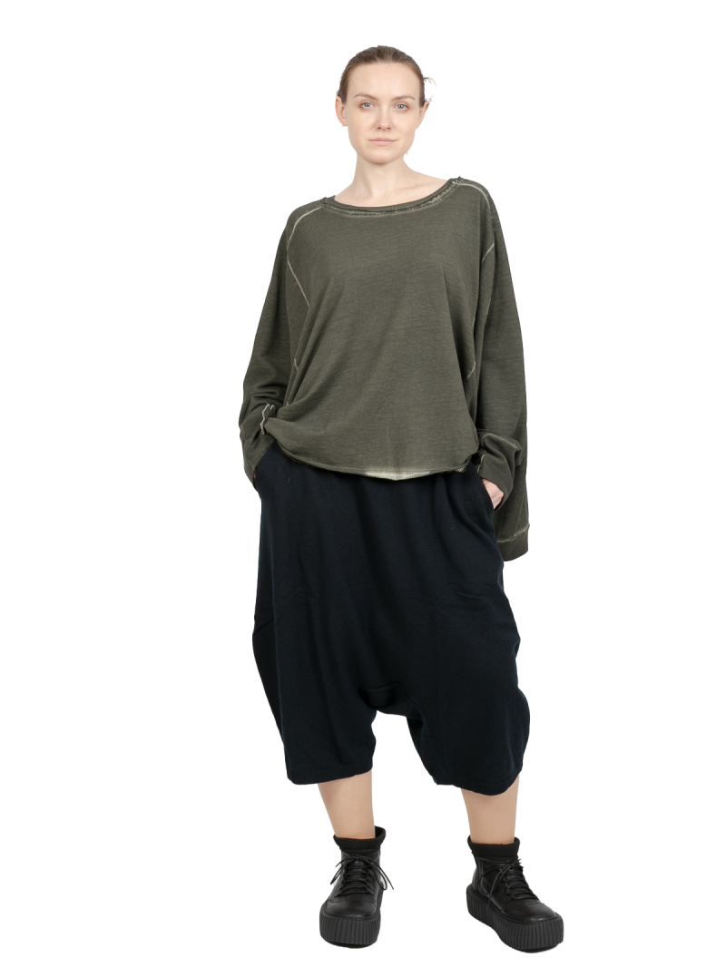 Rundholz - Strickhose Ballonhose 3/4 Länge mit tieferem Schritt Merino Wolle Black - 2241447612