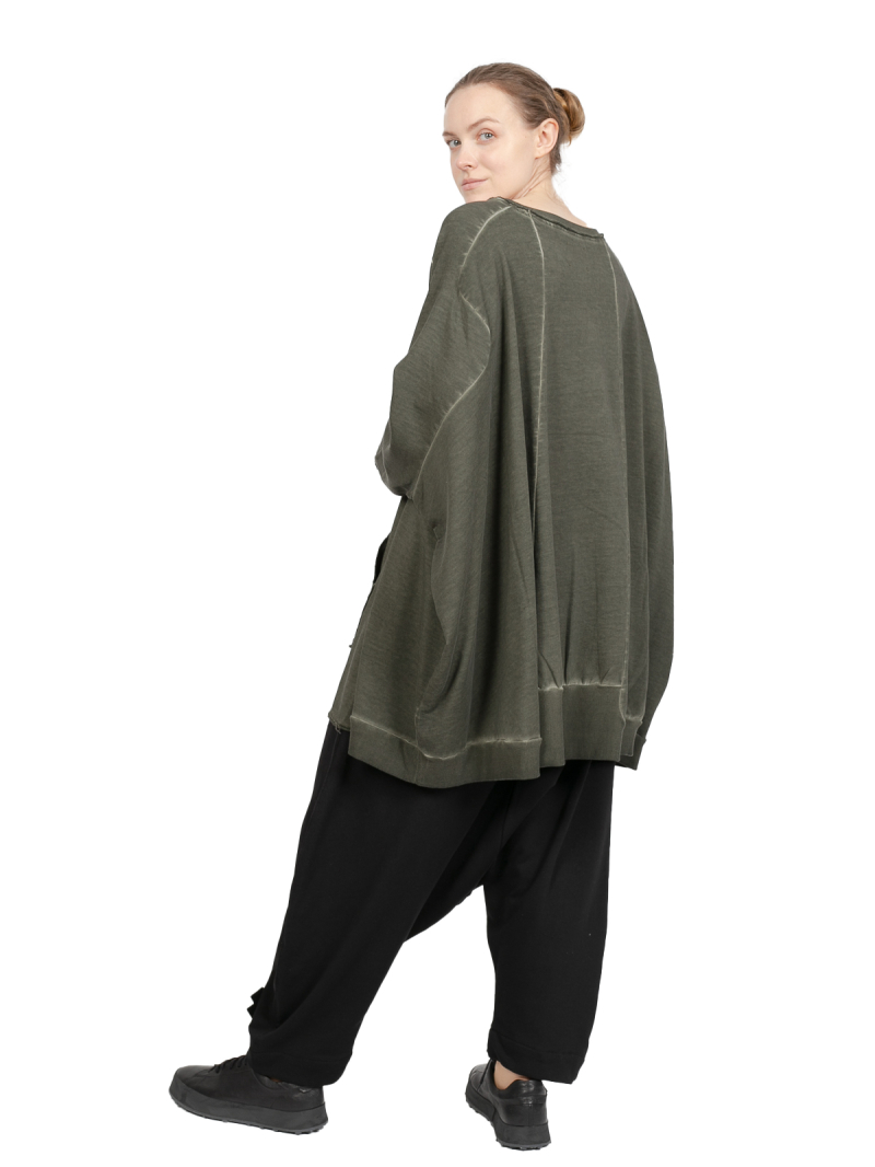Pluslavie (Plü) - weiter longer Pullover - Wide Long Sweat Olive