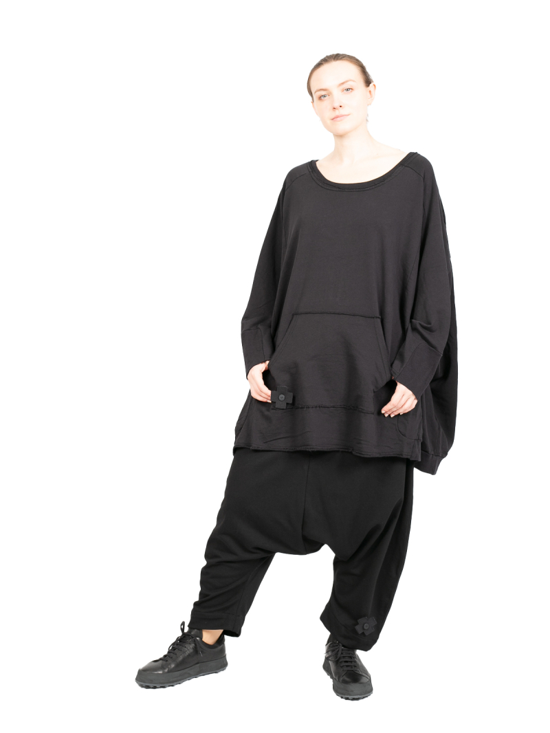 Pluslavie (Plü) - weiter longer Pullover - Wide Long Sweat Black