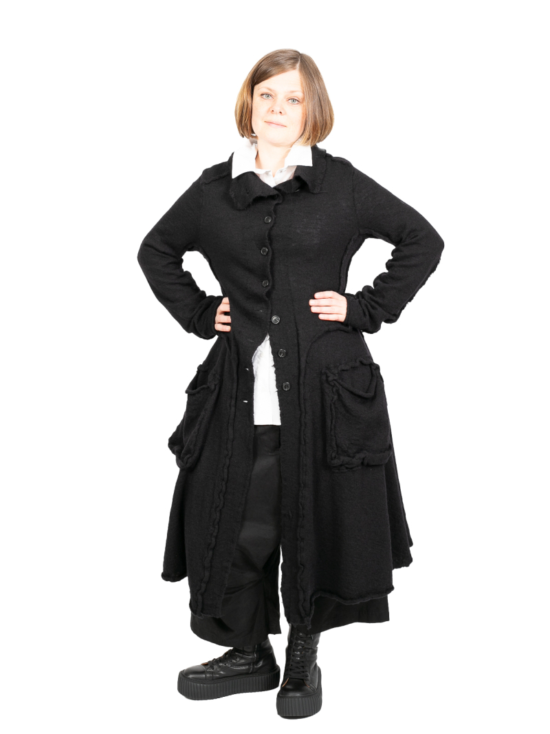 Rundholz Black Label - Manteau en tricot avec poches à valise Laine bouillie Black - 2243897208-