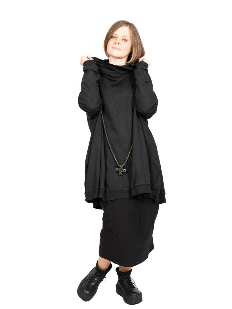 Rundholz DIP - Long sweater with ribbed trims Cototn Oversize Black - 2242270508