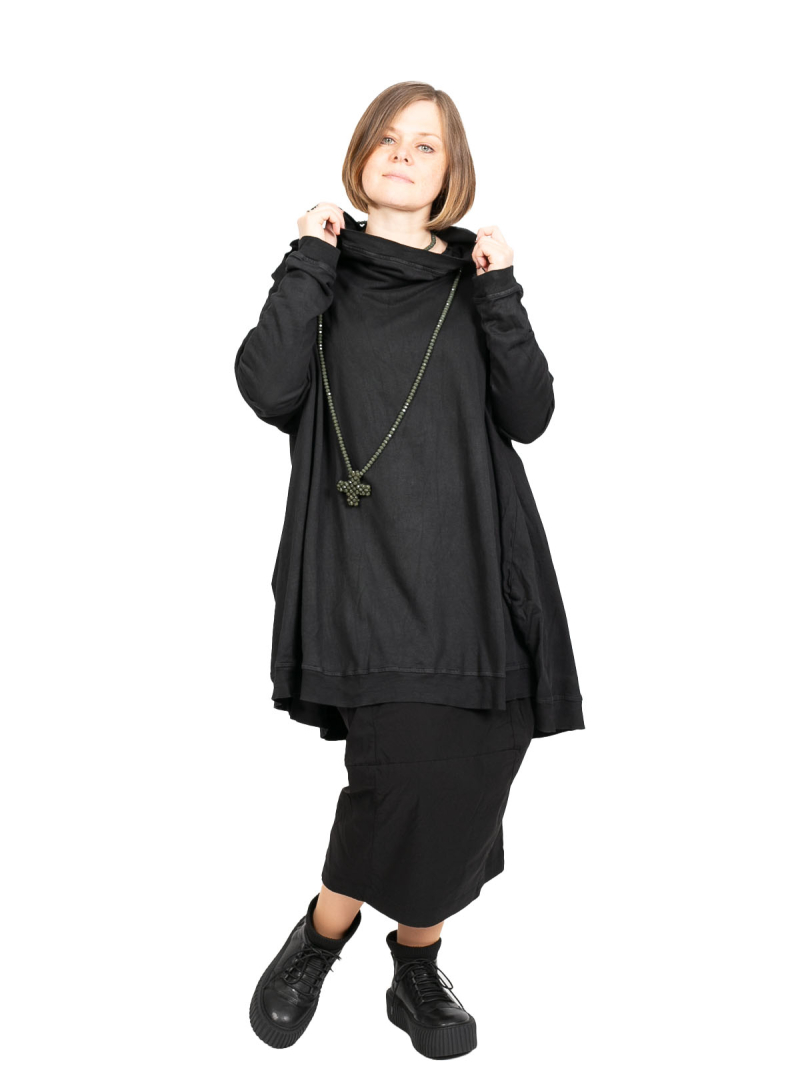 Rundholz DIP - Long sweater with ribbed trims Cototn Oversize Black - 2242270508