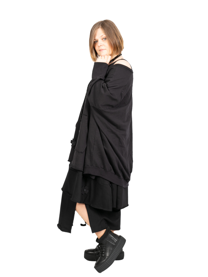 Pluslavie (Plü) - weiter longer Pullover - Wide Long Sweat Black