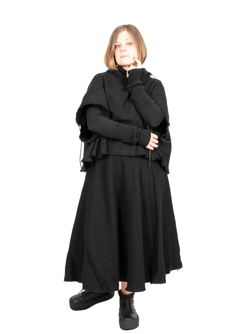 Rundholz DIP - Pure new wool circle skirt with tulle underskirt Black - 2242210308