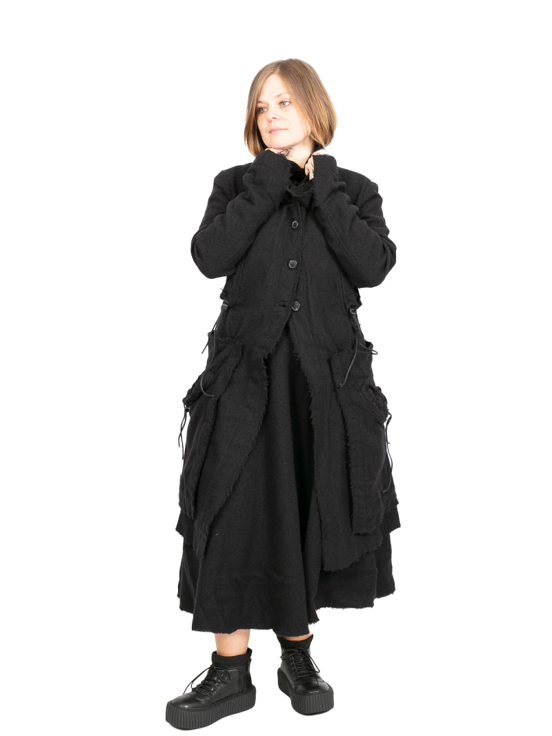 Rudholz DIP - Coat frock coat with eye pockets virgin wool Black - 2242211206