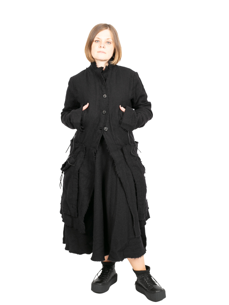 Rudholz DIP - Coat frock coat with eye pockets virgin wool Black - 2242211206