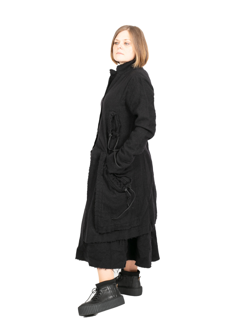Rudholz DIP - Coat frock coat with eye pockets virgin wool Black - 2242211206