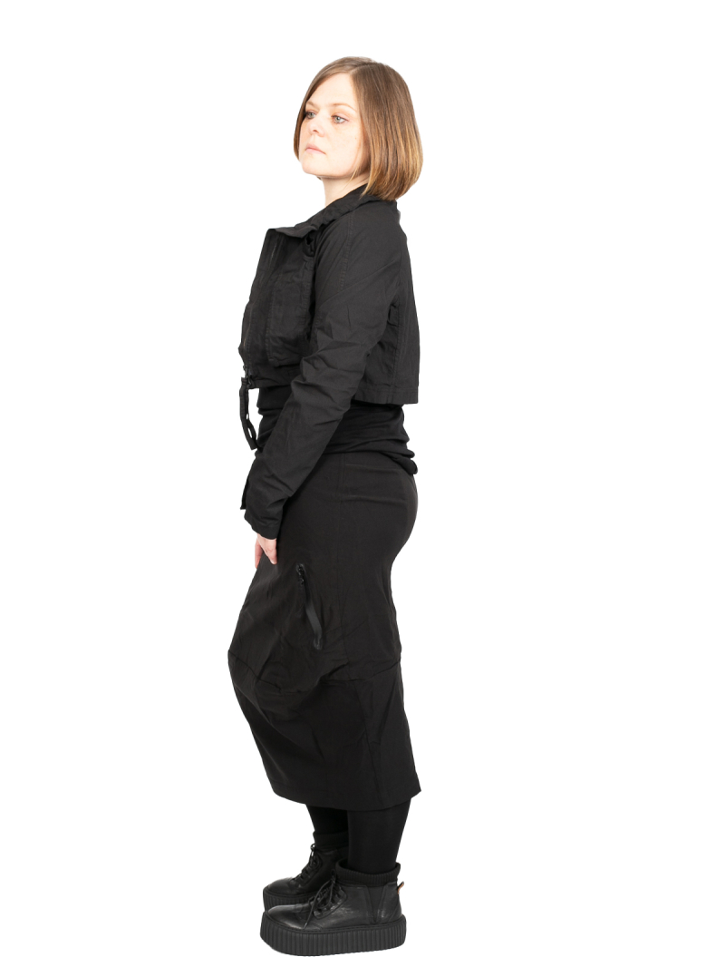 Rundholz DIP - Jacke in Kurzform und Augentaschen Stretch Black - 2242391107