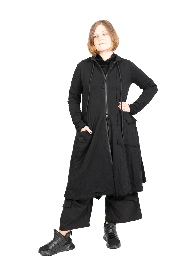 Rundholz Black Label - Waisted sweat coat with stand-up collar black - 2243291228