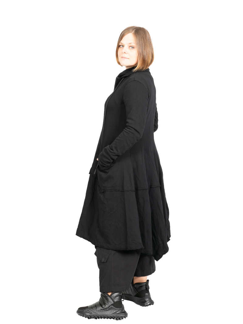 Rundholz Black Label - Waisted sweat coat with stand-up collar black - 2243291228