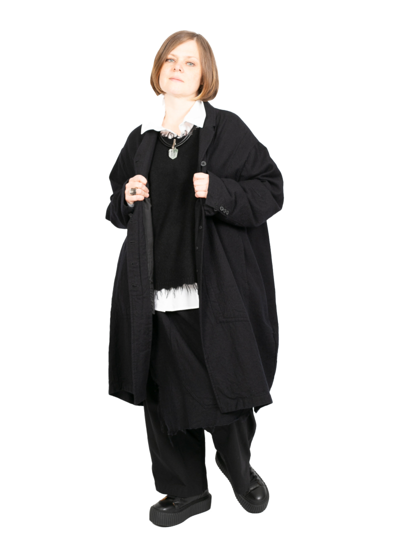 Rundholz - Coat with patch pockets felted wool fabric