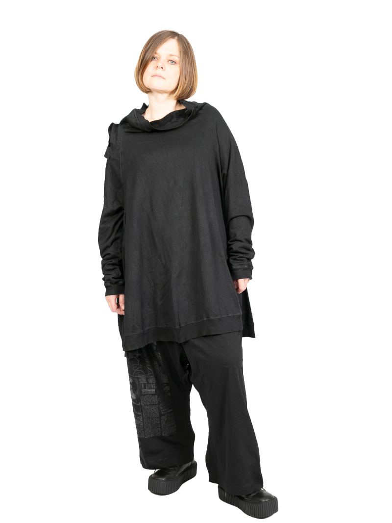 Rundholz DIP - Long sweater with ribbed trims Cototn Oversize Black - 2242270508
