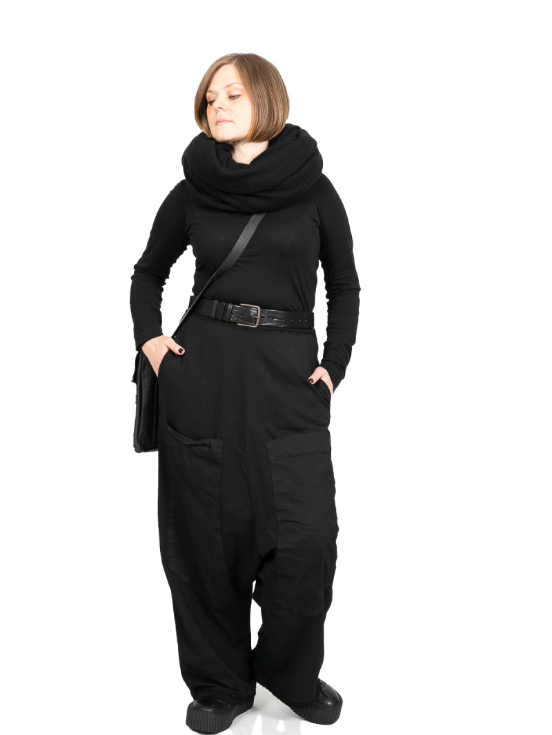 Rundholz - Wide sweater pants with large front pockets Cotton Stoff Mix Black - 2241280109