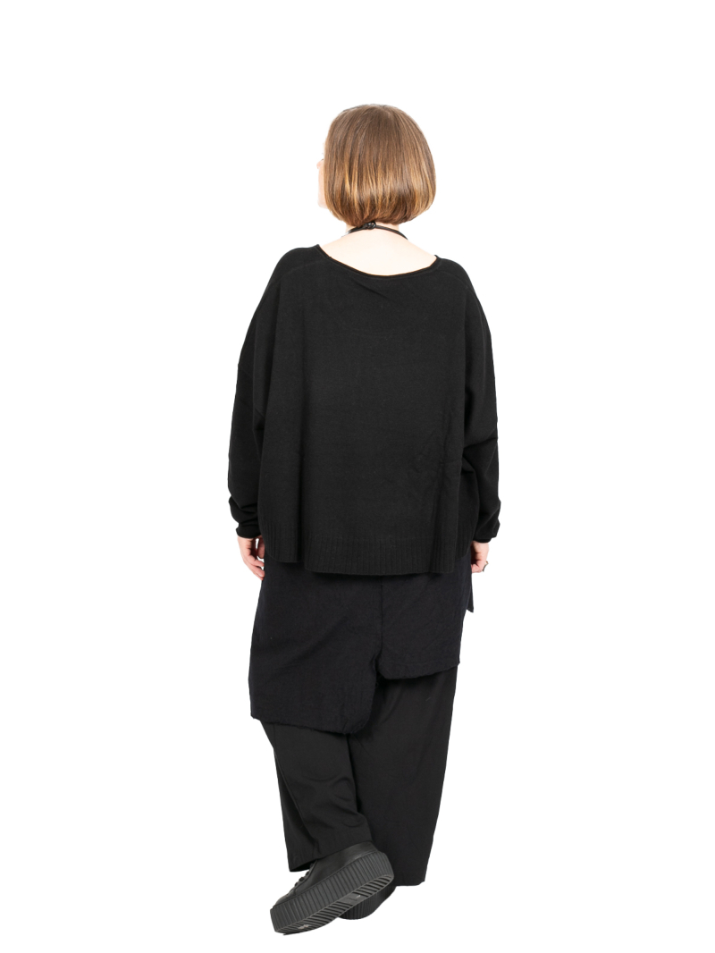 Rundholz Black Label - Пуловер из шерстяной смеси с широким подолом в рубчик oversize черный - 2243450709