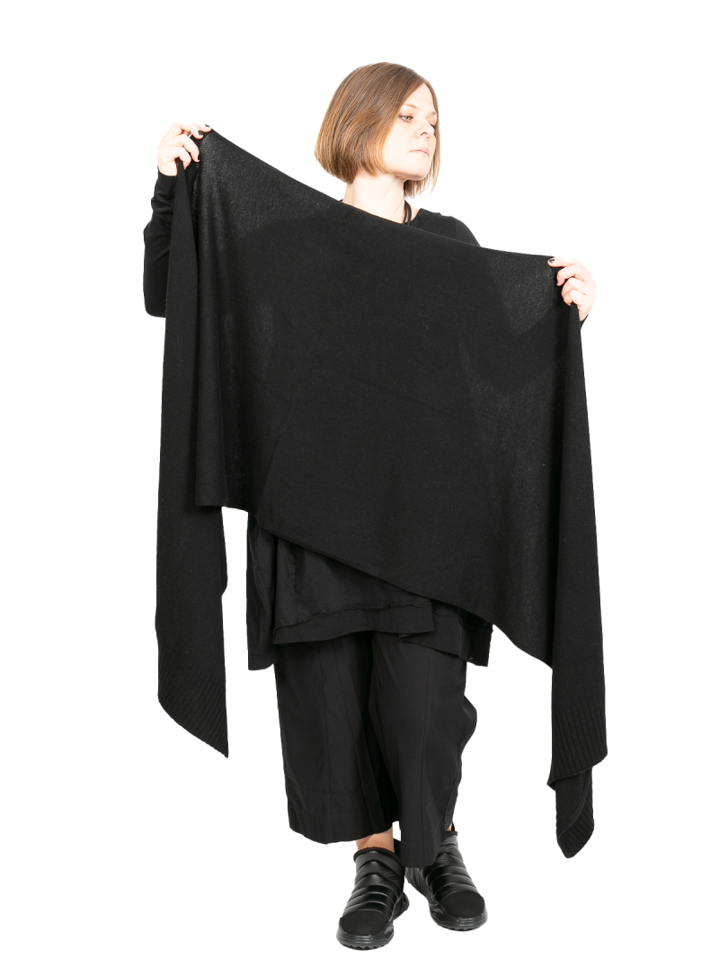 Rundholz Black Label - Grande écharpe laine mélangée avec larges bordures en côtes black - 2243457711 - 224