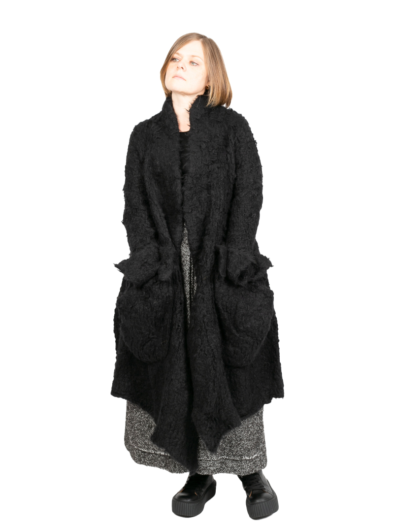 Rundholz - Kuscheliger Mantel mit großen Taschen und Schalkragen Oversize Black - 2241387208