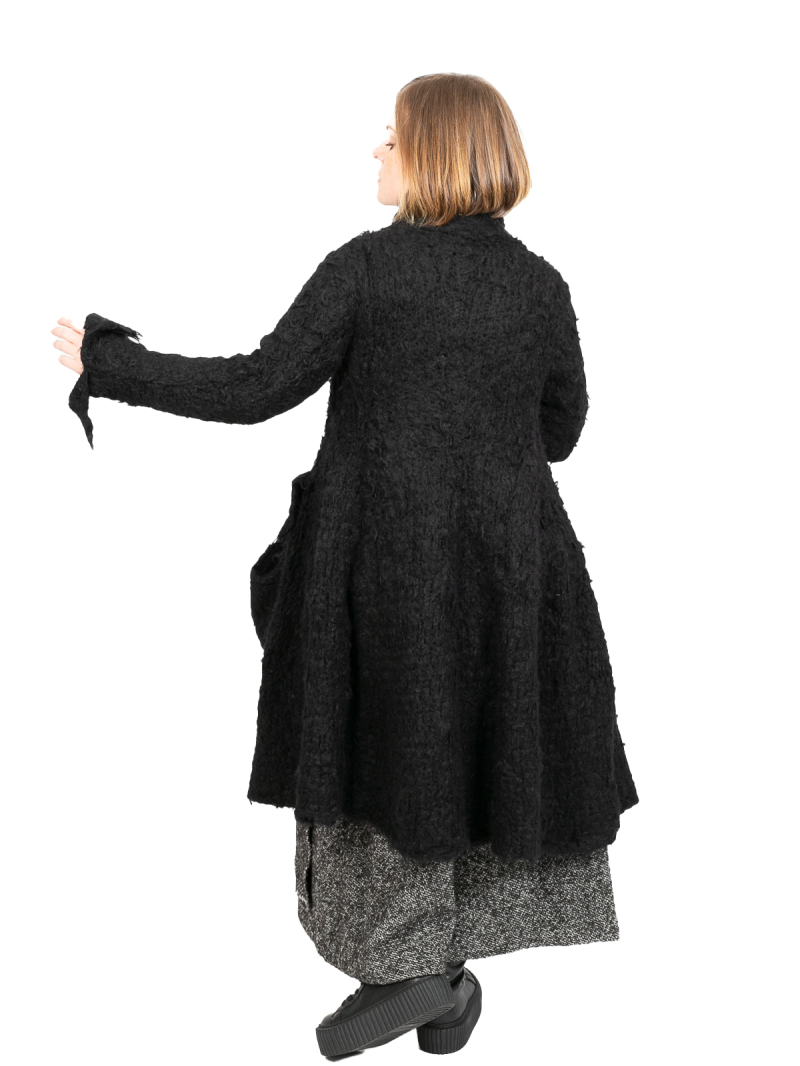 Rundholz - Kuscheliger Mantel mit großen Taschen und Schalkragen Oversize Black - 2241387208