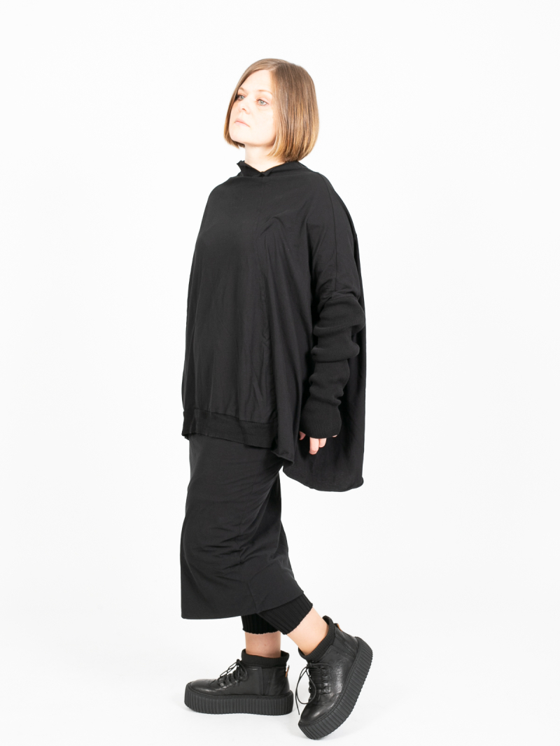 Rundholz DIP - Shirt mit Strickärmeln Oversize Cotton Jersey black - 2242560506
