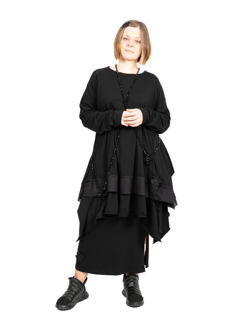 Pluslavie (Plü) - weiter Pullover mit Tüllsaum - The Square Black