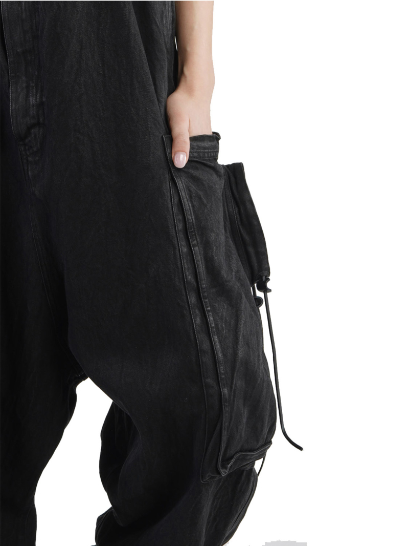 Rundholz DIP - Pantalon à bretelles en jean avec grandes poches Black - 2242030101