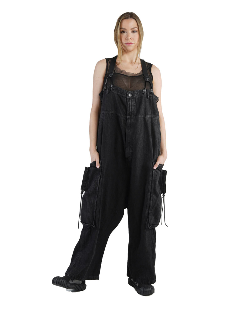 Rundholz DIP - Pantalon à bretelles en jean avec grandes poches Black - 2242030101