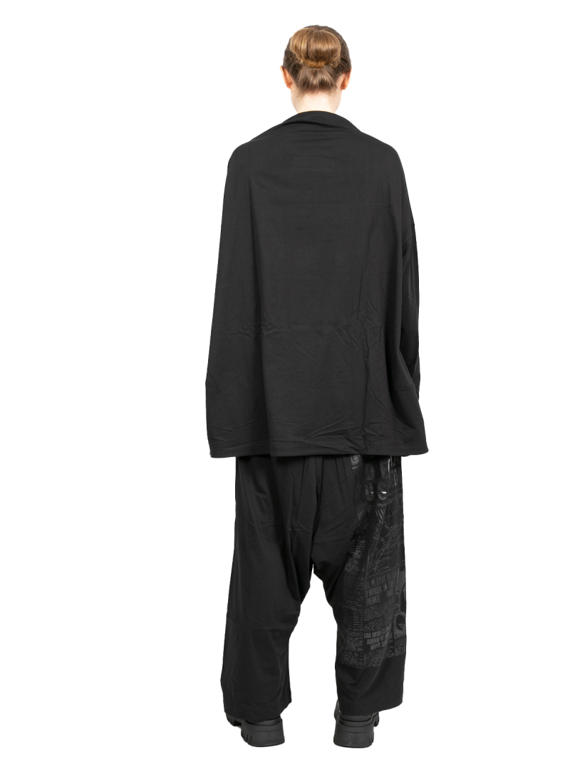 Rundholz DIP - Marlene Hose mit Ton-in-Ton Print Cotton Jersey Black Print - 2242300103