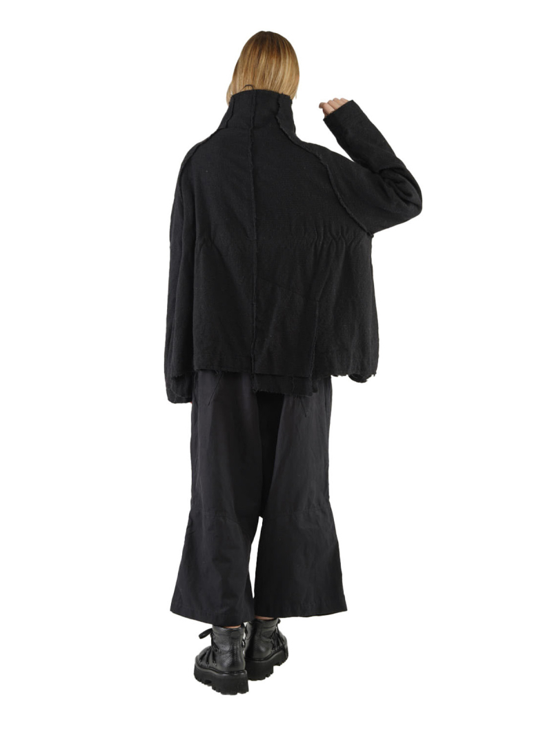 Rundholz Black Label - Veste à col haut et poches plissées Tissu de laine feutré Oversize Black - 2243281102