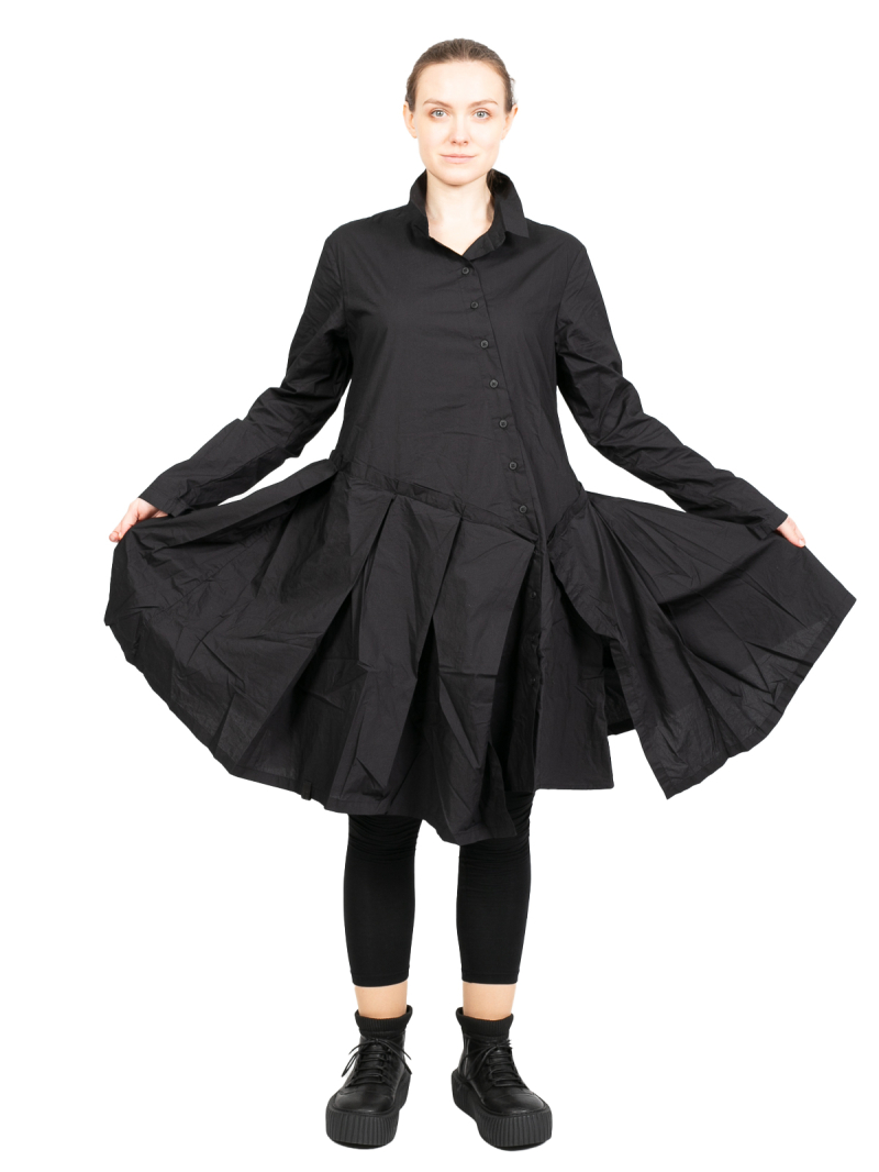 Rundholz Black Label - Платье-рубашка со складками из поплина черного цвета - 2243320911