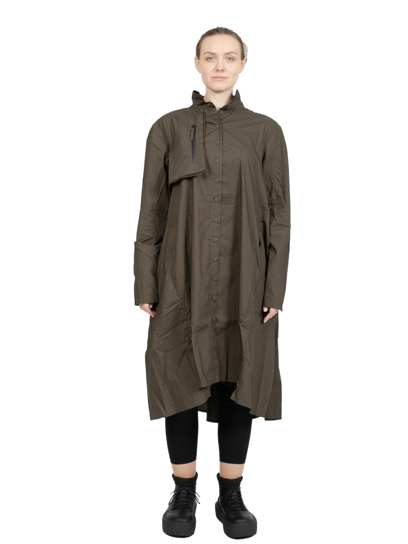 Rundholz Black Label - Платье с рюшами на спине и нагрудным карманом Popeline Jungle - 2243320912-