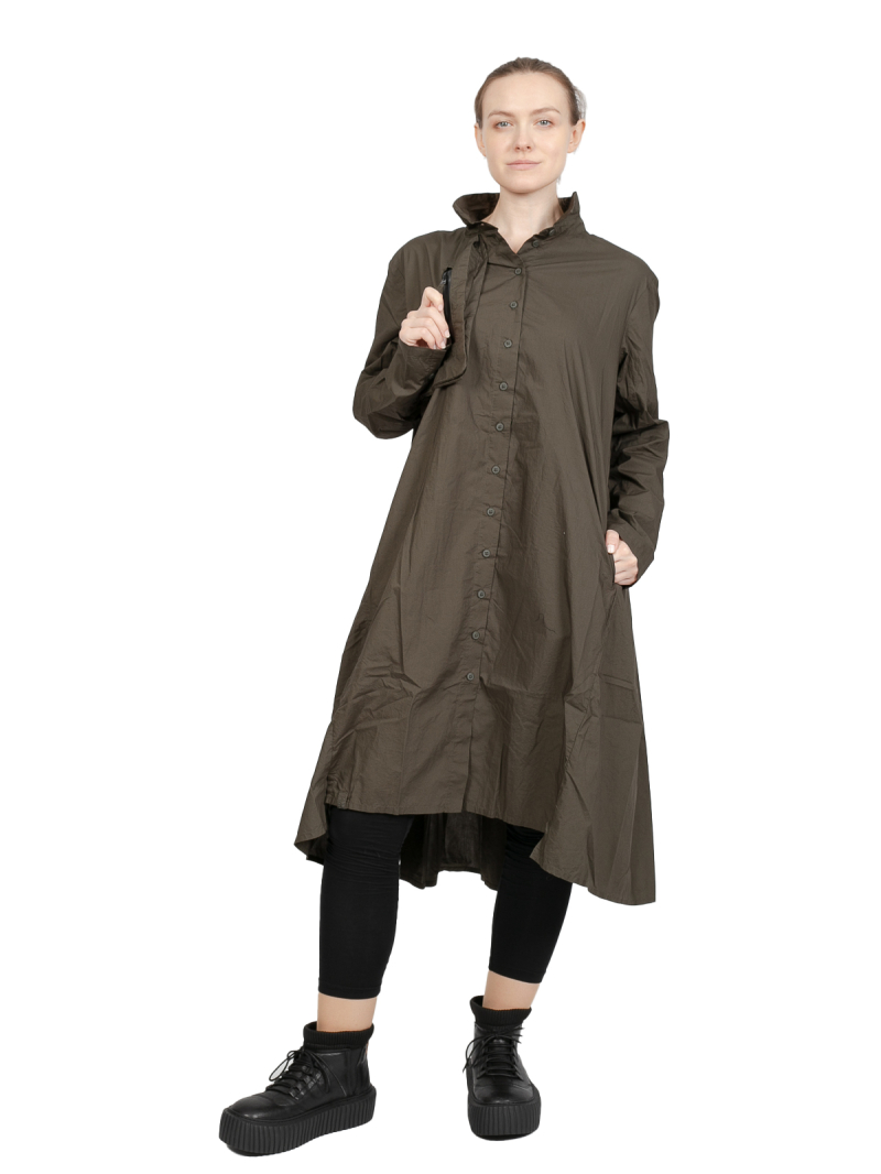 Rundholz Black Label - Платье с рюшами на спине и нагрудным карманом Popeline Jungle - 2243320912-