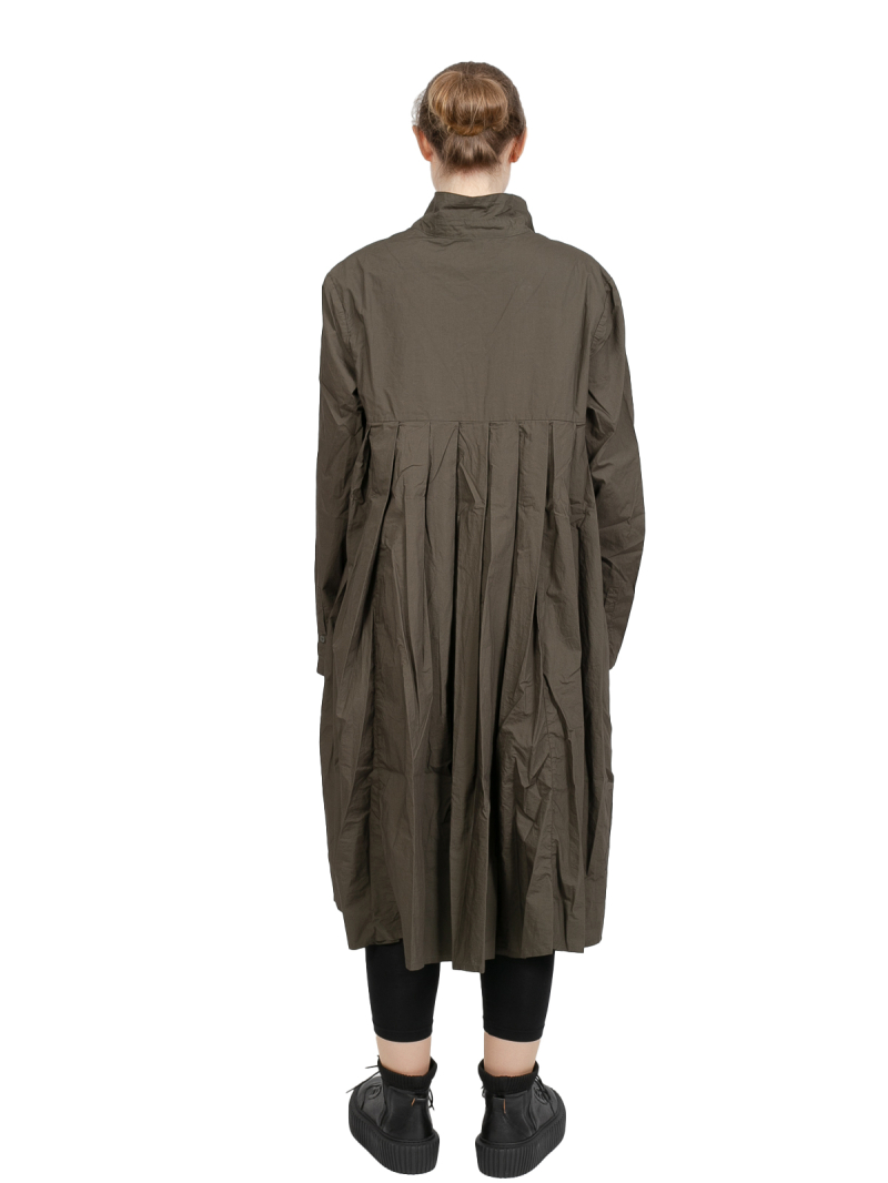 Rundholz Black Label - Dress ruched at the back with breast pocket Poplin  Jungle - 2243320912