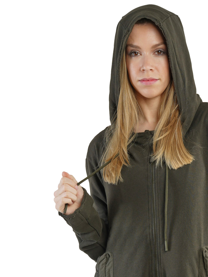 Rundholz Black Label - Manteau en sweat à capuche avec partie jupe techno ruchée Black - 2243511228