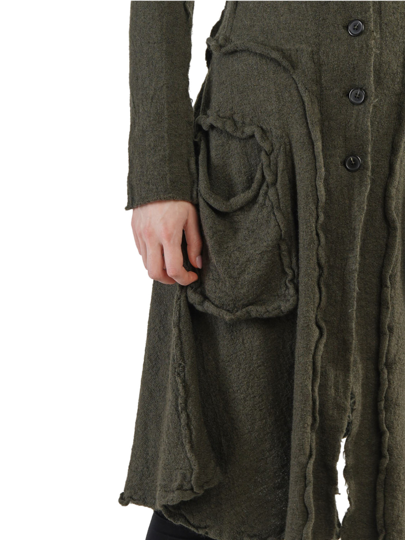 Rundholz Black Label - Knitted coat with suitcase pockets boiled wool  Jungle - 2243897208