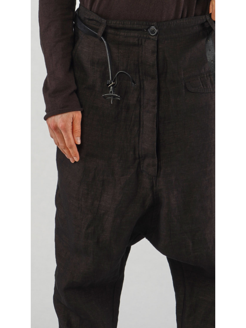 Rundholz - Baggy Leinen Viskose Hose mit Aufschlag - 2251080104