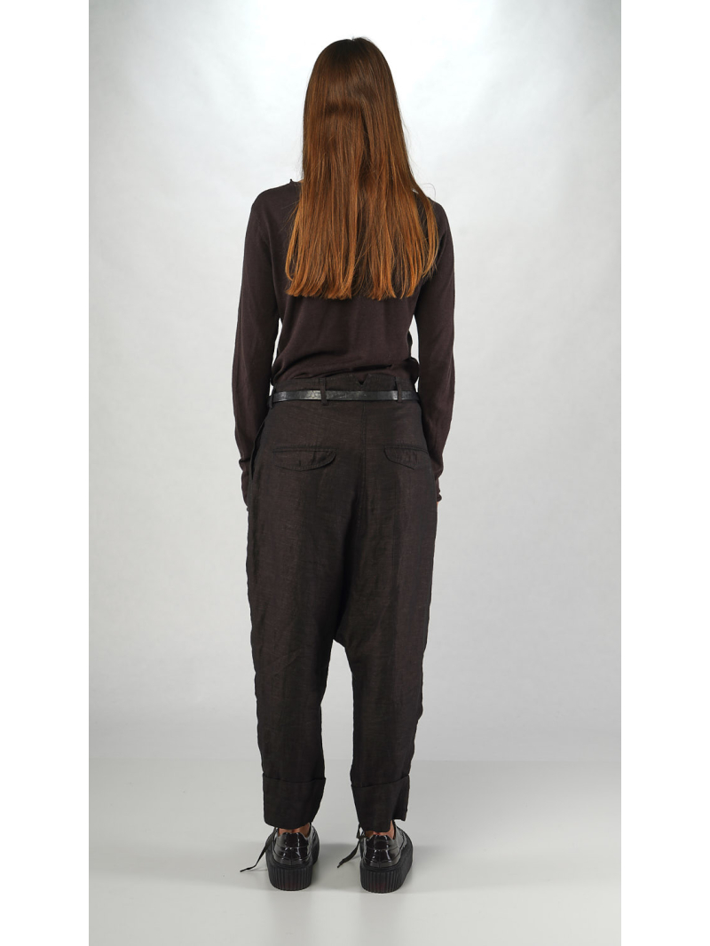 Rundholz - Baggy Leinen Viskose Hose mit Aufschlag - 2251080104