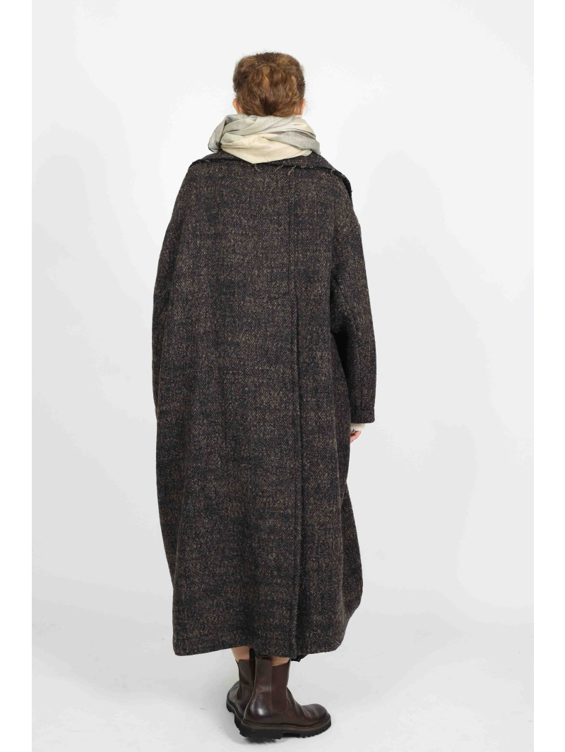 Bois rond - Manteau de laine en ligne A avec col à revers - 2251121201