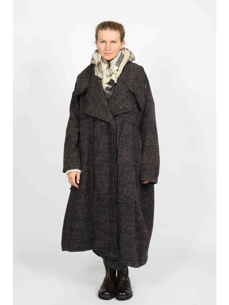 Bois rond - Manteau de laine en ligne A avec col à revers - 2251121201