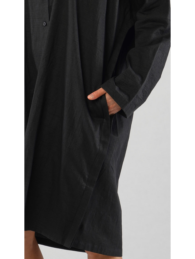 Bois rond - Robe droite ample en coton avec patte de boutonnage - 2251160906