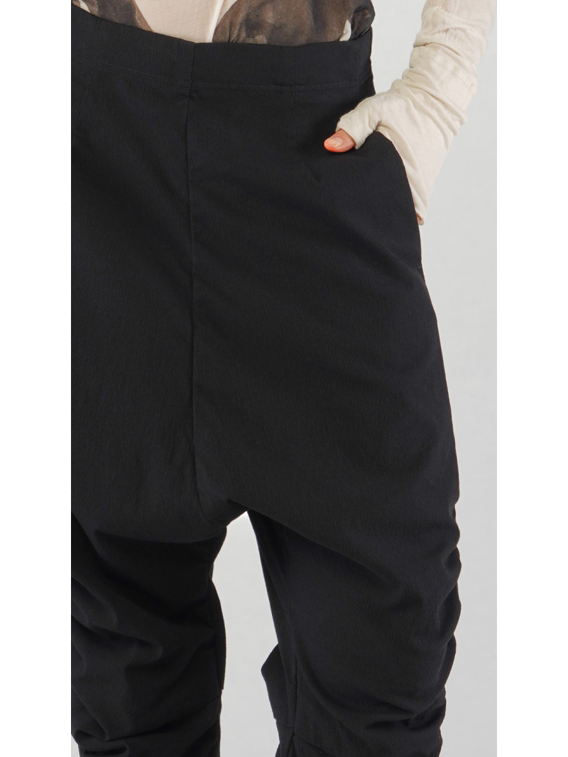 Rundholz - Baggy Viskose Woll Hose mit Raffung an Teilungsnaht - 2251210109