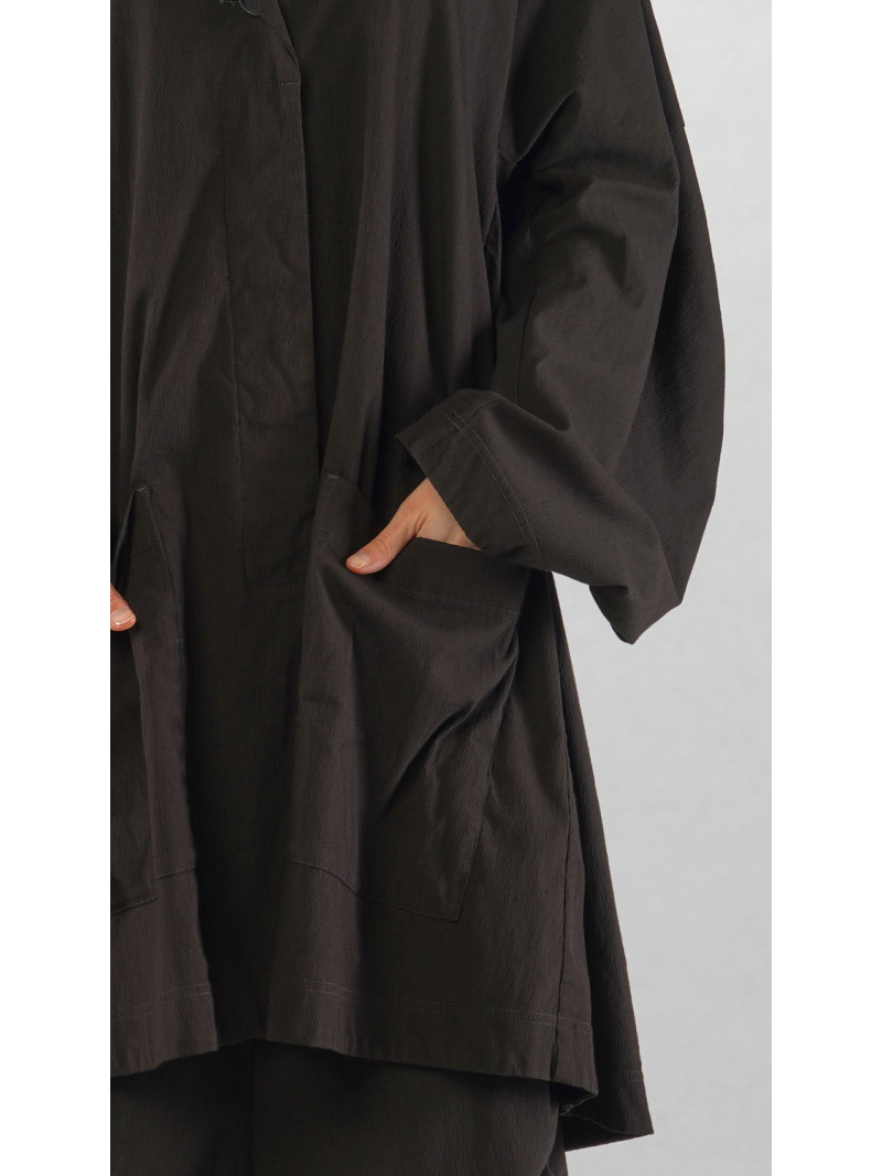 Bois rond - Manteau large en laine viscose avec pli creux dans le dos - 2251211212