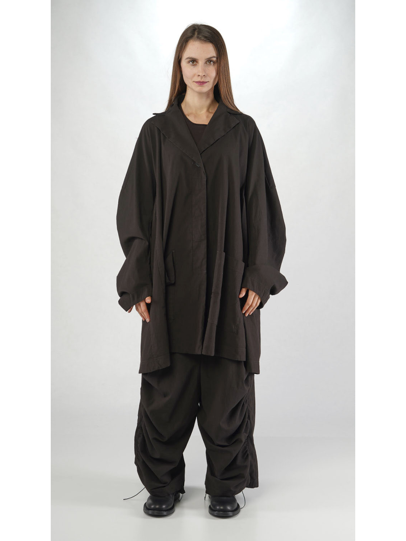 Bois rond - Manteau large en laine viscose avec pli creux dans le dos - 2251211212