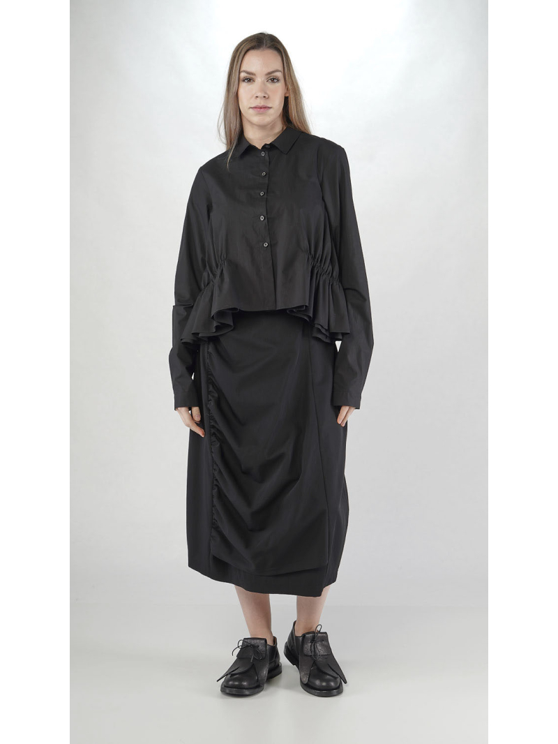 Rundholz - Baumwoll Popeline Bluse mit Raffung an Teilungsnaht - 2251230404