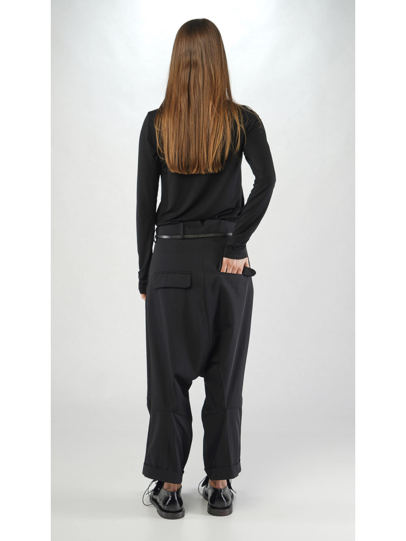 Bois rond - Pantalon baggy en laine avec revers - 2251250101