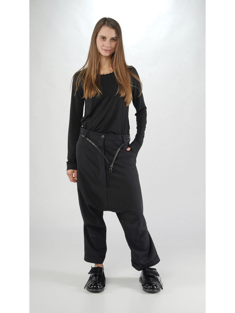 Bois rond - Pantalon baggy en laine avec revers - 2251250101