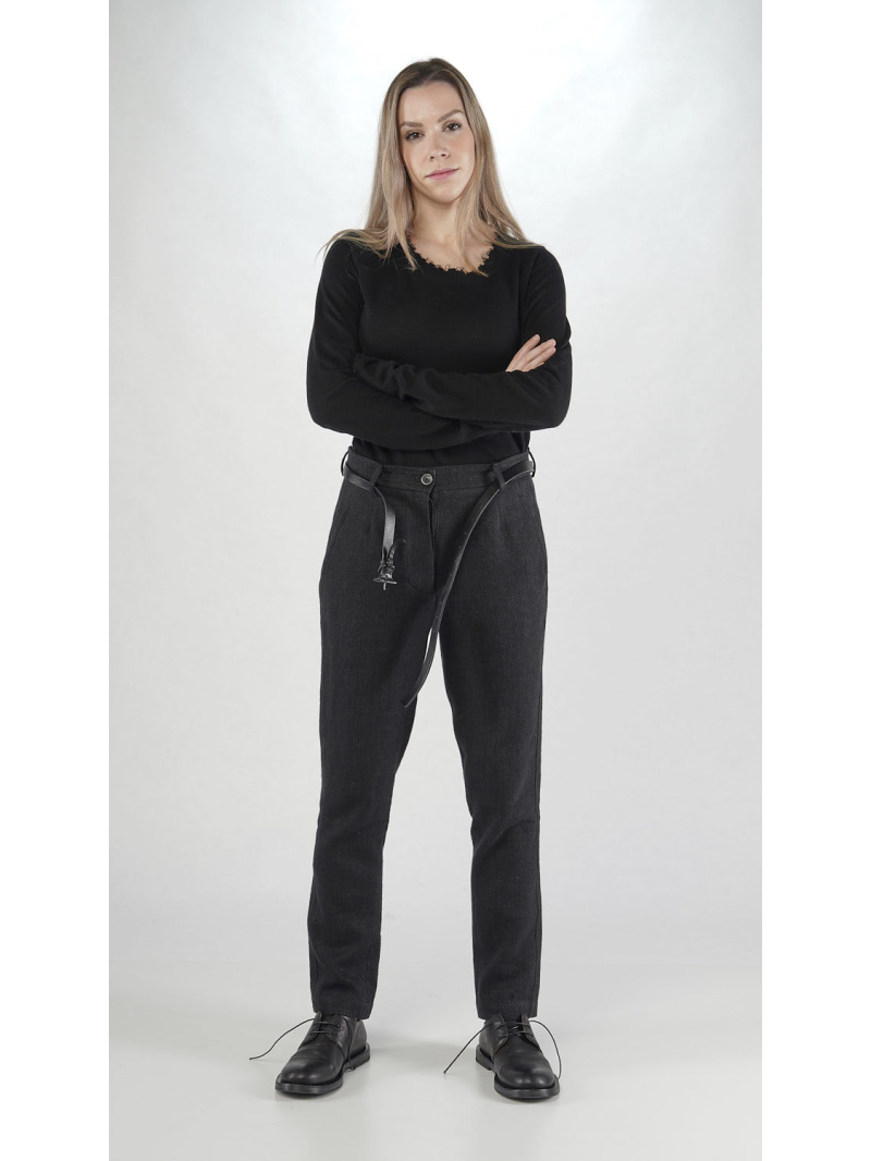 Rundholz - Gerade schmale Leinenwoll Hose - 2251260109