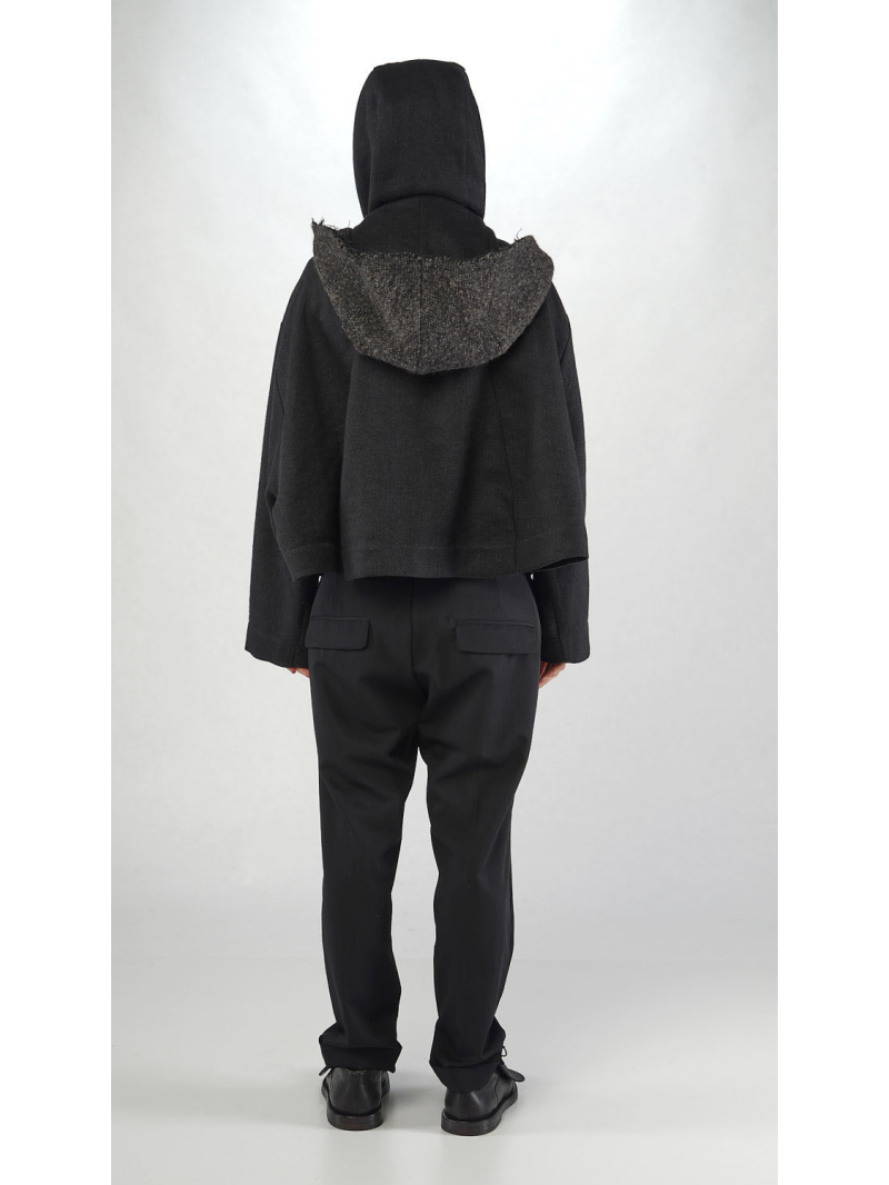 Rundholz - Kurze Zwei in Eins Leinenwoll Jacke - 2251261102