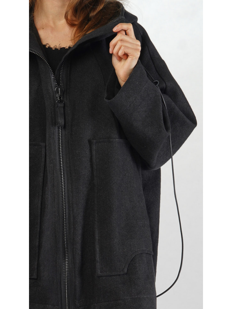 Rundholz - Leinenwoll Jacke mit Kapuze - 2251261105