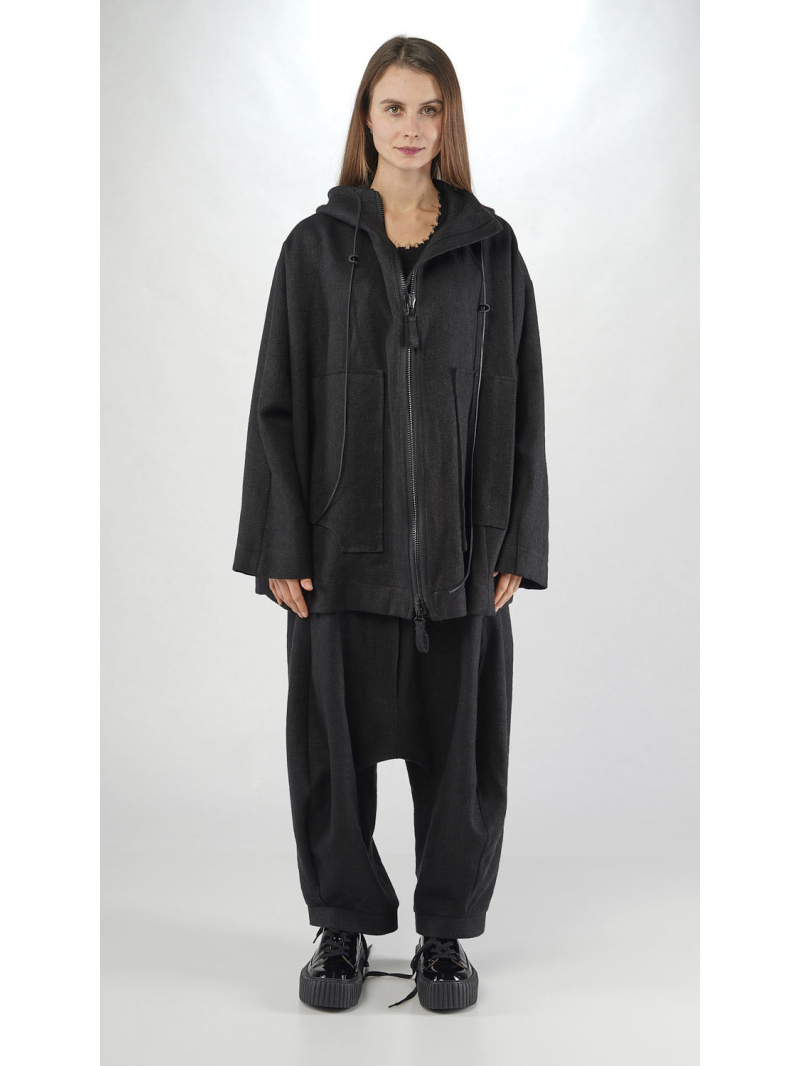 Rundholz - Leinenwoll Jacke mit Kapuze - 2251261105