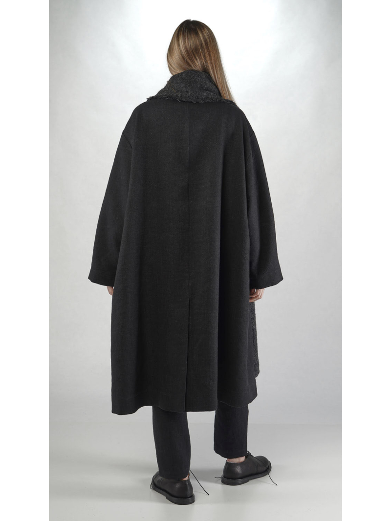 Rundholz - Zwei in Einser Leinenwoll Mantel - 2251261203